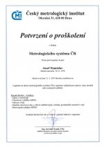 Potvrzení o proškolení v oblasti Metrologického systému ČR