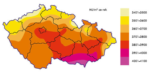 Mapa ČR – sluneční svit